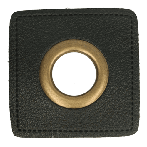 Ösenpatches * Kunstleder schwarz * 11mm * bronze