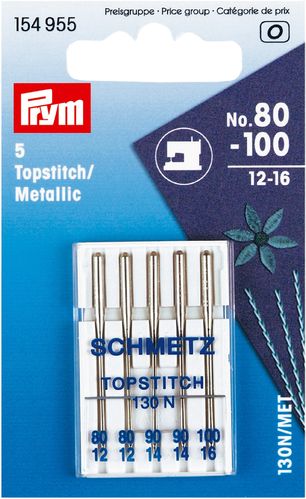 Nähmaschinennadeln * Schmetz/Prym "Topstitch/Metallic" 130N/MET * 80-100
