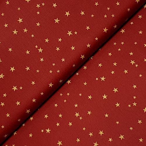 Baumwolldruck * Weihnachten * Fakeglitzer Sterne auf rot