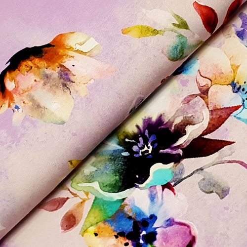 Viskosejersey * Watercolor Flowers * rosa * Digitaldruck