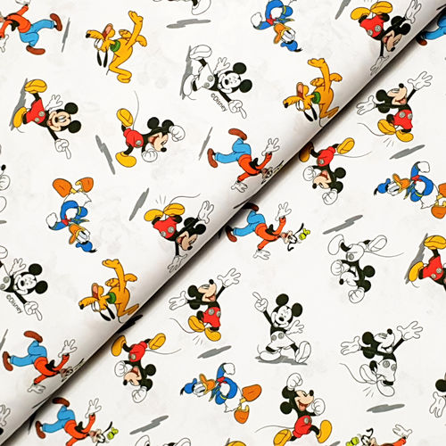 Baumwolldruck * Mickey Mouse und seine Freunde * weiß