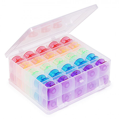 Spulenbox * inkl. 50 Unterfadenspulen in Regenbogenfarben