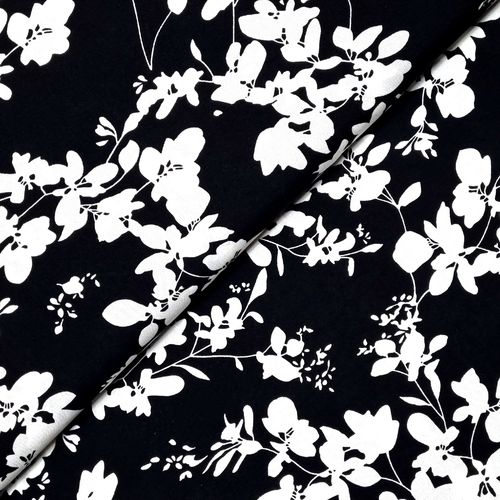 Viskosedruck "Flowers" schwarz